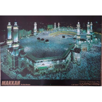 Islam Shia Sunni Mecca Makkah Al-Masjid Al-Haram Qiblah Night View Poster