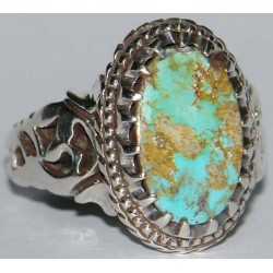 Iran Persian Natural Neyshabur Firoozeh Shajar Turquoise Sterling Silver 925 Ring
