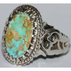 Iran Persian Natural Neyshabur Firoozeh Shajar Turquoise Sterling Silver 925 Ring
