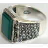 Iran Islam Shia Natural Square Chrysoprase Green Aqeeq Aqiq Agate Sterling Silver 925 Ring