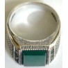 Iran Islam Shia Natural Square Chrysoprase Green Aqeeq Aqiq Agate Sterling Silver 925 Ring