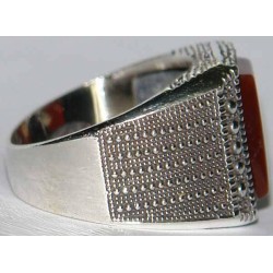 Iran Islam Shia Natural Square Agate Aqeeq Akeek Aqiq Sterling Silver 925 Ring