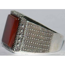 Iran Islam Shia Natural Square Agate Aqeeq Akeek Aqiq Sterling Silver 925 Ring