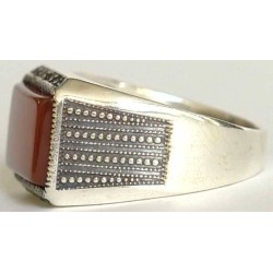 Iran Islam Shia Natural Square Agate Aqeeq Akeek Aqiq Sterling Silver 925 Ring