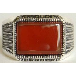 Iran Islam Shia Natural Square Agate Aqeeq Akeek Aqiq Sterling Silver 925 Ring