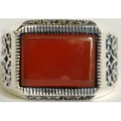 Iran Islam Shia Natural Square Agate Aqeeq Akeek Aqiq Sterling Silver 925 Ring