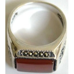 Iran Islam Shia Natural Square Agate Aqeeq Akeek Aqiq Sterling Silver 925 Ring