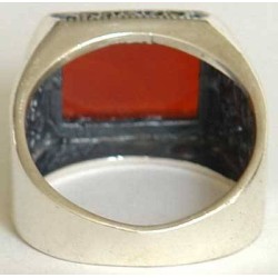 Iran Islam Shia Natural Square Agate Aqeeq Akeek Aqiq Sterling Silver 925 Ring
