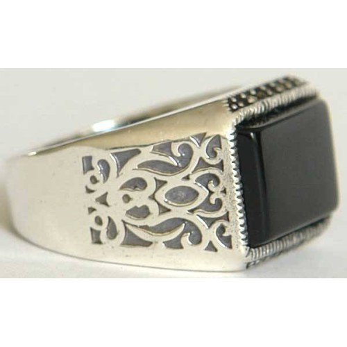 Iran Islam Shia Natural Square Onyx Agate Aqeeq Aqiq Akeek Sterling Silver 925 Ring Iran Islam Shia Natural Square Onyx Agate Aqeeq Aqiq Akeek Sterling Silver 925 Ring