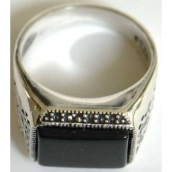 Iran Islam Shia Natural Square Onyx Agate Aqeeq Aqiq Akeek Sterling Silver 925 Ring