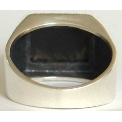 Iran Islam Shia Natural Square Onyx Agate Aqeeq Aqiq Akeek Sterling Silver 925 Ring