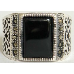 Iran Islam Shia Natural Square Onyx Agate Aqeeq Aqiq Akeek Sterling Silver 925 Ring