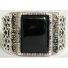 Iran Islam Shia Natural Square Onyx Agate Aqeeq Aqiq Akeek Sterling Silver 925 Ring