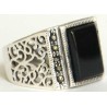 Iran Islam Shia Natural Square Onyx Agate Aqeeq Aqiq Akeek Sterling Silver 925 Ring