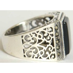 Iran Islam Shia Natural Square Onyx Agate Aqeeq Aqiq Akeek Sterling Silver 925 Ring