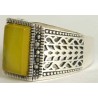 Iran Islam Shia Natural Square Yellow Agate Aqeeq Aqiq Akeek Sterling Silver 925 Ring