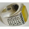 Iran Islam Shia Natural Square Yellow Agate Aqeeq Aqiq Akeek Sterling Silver 925 Ring