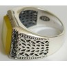 Iran Islam Shia Natural Square Yellow Agate Aqeeq Aqiq Akeek Sterling Silver 925 Ring
