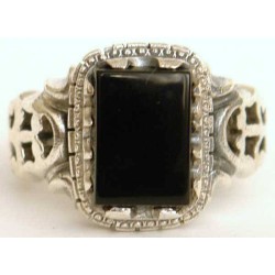 Iran Islam Shia Natural Square Onyx Agate Aqeeq Aqiq Akeek Sterling Silver 925 Ring