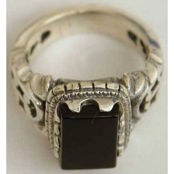 Iran Islam Shia Natural Square Onyx Agate Aqeeq Aqiq Akeek Sterling Silver 925 Ring