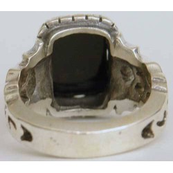 Iran Islam Shia Natural Square Onyx Agate Aqeeq Aqiq Akeek Sterling Silver 925 Ring