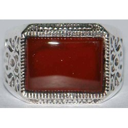 Iran Islam Shia Natural Square Agate Aqeeq Akeek Aqiq Sterling Silver 925 Ring
