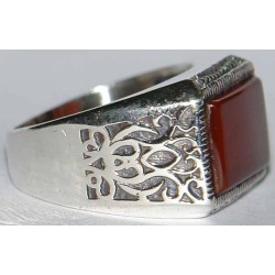 Iran Islam Shia Natural Square Agate Aqeeq Akeek Aqiq Sterling Silver 925 Ring
