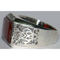 Iran Islam Shia Natural Square Agate Aqeeq Akeek Aqiq Sterling Silver 925 Ring