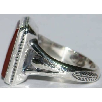 Iran Islam Shia Natural Square Agate Aqeeq Akeek Aqiq Sterling Silver 925 Ring