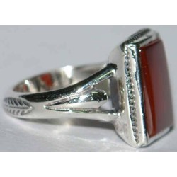Iran Islam Shia Natural Square Agate Aqeeq Akeek Aqiq Sterling Silver 925 Ring