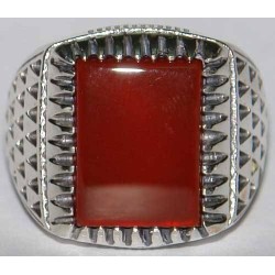 Iran Islam Shia Natural Square Agate Aqeeq Akeek Aqiq Sterling Silver 925 Ring