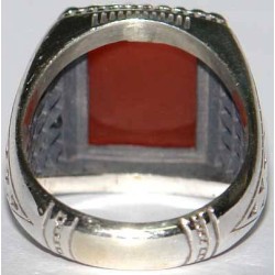 Iran Islam Shia Natural Square Agate Aqeeq Akeek Aqiq Sterling Silver 925 Ring