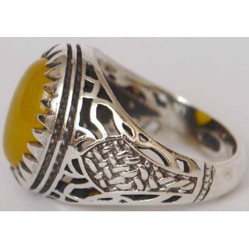 Islam, Shia, IRAN, Agate, Ring, Aqeeq, Aqiq, Silver 925, Natural Yellow Agate, Sterling Silver, Silver Ring, Akeek, Yellow Agate