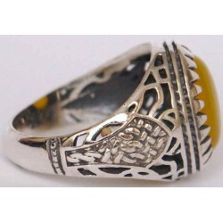 Islam, Shia, IRAN, Agate, Ring, Aqeeq, Aqiq, Silver 925, Natural Yellow Agate, Sterling Silver, Silver Ring, Akeek, Yellow Agate