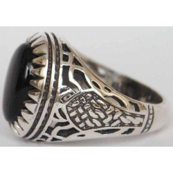Iran Islam Shia Natural Onyx Agate Aqeeq Aqiq Akeek Sterling Silver 925 Ring