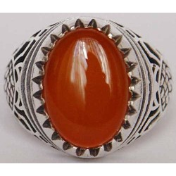 Iran Islam Shia Natural Agate Aqeeq Akeek Aqiq Sterling Silver 925 Ring