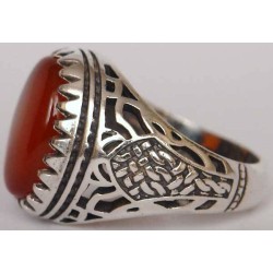 Iran Islam Shia Natural Agate Aqeeq Akeek Aqiq Sterling Silver 925 Ring