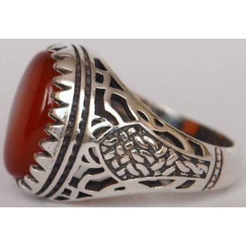 Iran Islam Shia Natural Agate Aqeeq Akeek Aqiq Sterling Silver 925 Ring