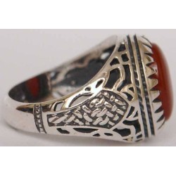 Iran Islam Shia Natural Agate Aqeeq Akeek Aqiq Sterling Silver 925 Ring