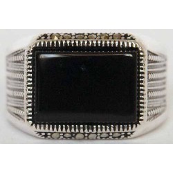 Iran Islam Shia Natural Square Onyx Agate Aqeeq Aqiq Akeek Sterling Silver 925 Ring