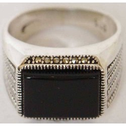 Iran Islam Shia Natural Square Onyx Agate Aqeeq Aqiq Akeek Sterling Silver 925 Ring