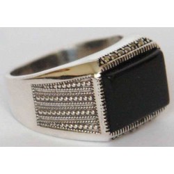 Iran Islam Shia Natural Square Onyx Agate Aqeeq Aqiq Akeek Sterling Silver 925 Ring