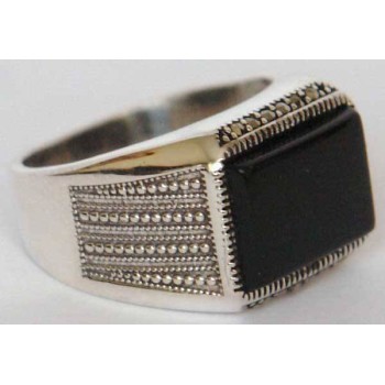 Iran Islam Shia Natural Square Onyx Agate Aqeeq Aqiq Akeek Sterling Silver 925 Ring