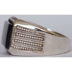 Iran Islam Shia Natural Square Onyx Agate Aqeeq Aqiq Akeek Sterling Silver 925 Ring