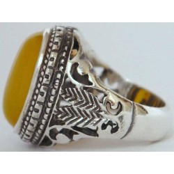 Islam, Shia, IRAN, Agate, Ring, Aqeeq, Aqiq, Silver 925, Natural Yellow Agate, Sterling Silver, Silver Ring, Akeek, Yellow Agate
