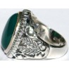 Iran Islam Shia Natural Chrysoprase Green Aqeeq Aqiq Agate Sterling Silver 925 Ring