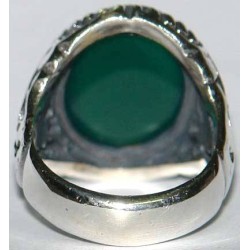Iran Islam Shia Natural Chrysoprase Green Aqeeq Aqiq Agate Sterling Silver 925 Ring