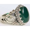 Iran Islam Shia Natural Chrysoprase Green Aqeeq Aqiq Agate Sterling Silver 925 Ring