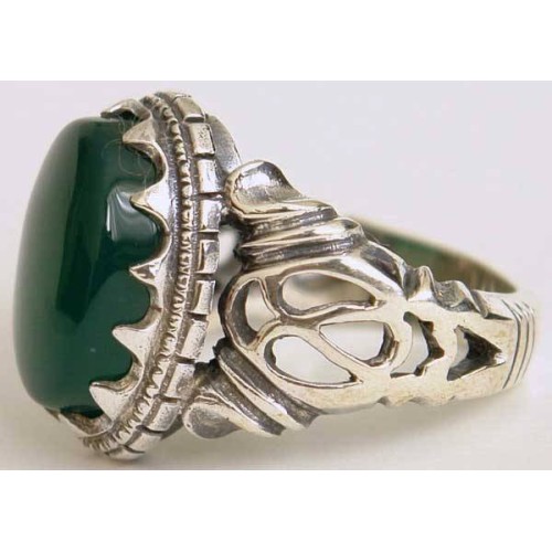 Iran Islam Shia Natural Chrysoprase Green Aqeeq Aqiq Agate Sterling Silver 925 Ring Iran Islam Shia Natural Chrysoprase Green Aqeeq Aqiq Agate Sterling Silver 925 Ring