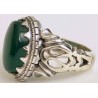 Iran Islam Shia Natural Chrysoprase Green Aqeeq Aqiq Agate Sterling Silver 925 Ring